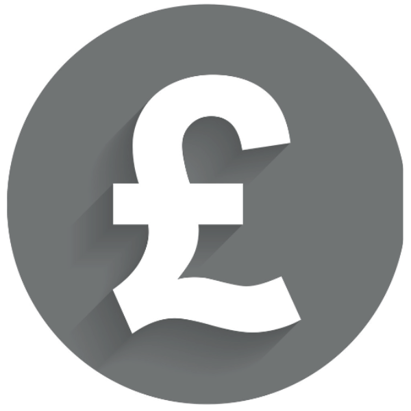british pound sign in a grey circle