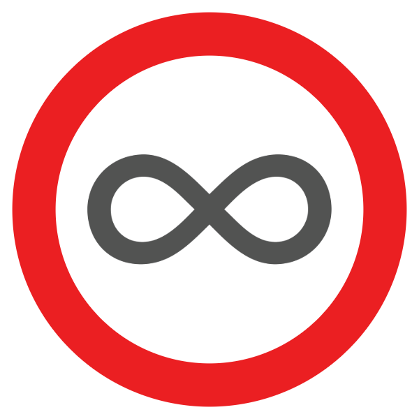 Speed sign with infinity sign representing no limits