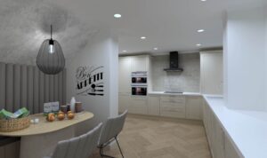 Beau Bijou Design Independent Kitchen Design Bramley Cashmere and pure white quartz worktops DIY Kitchens