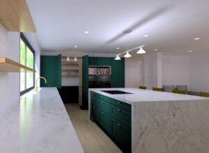 Beau Bijou Design Independent Kitchen Designer DIY Kitchens Bramley Heritage Green and Dekton Khalo Worktops