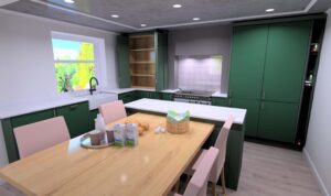 Beau Bijou Kitchen Design DIY Kitchens Heritage Green with quartz worktops