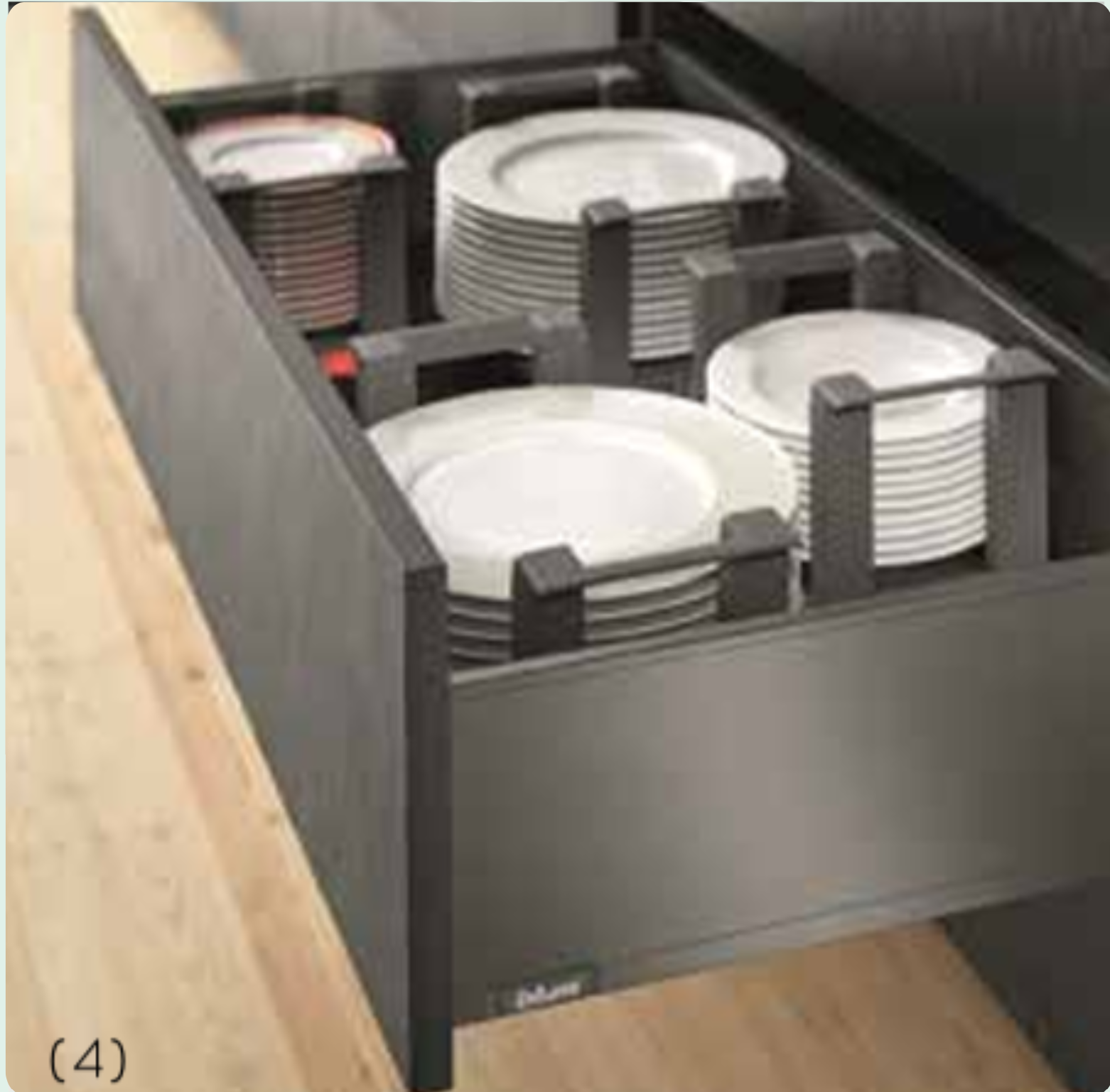 Beau Bijou Design - Pebble Kitchens - Blum Legrabox Anthacite drawer boxes with storage solutions