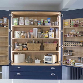 Beau Bijou Design - Pebble Kitchens Oak pantry unit storage solution