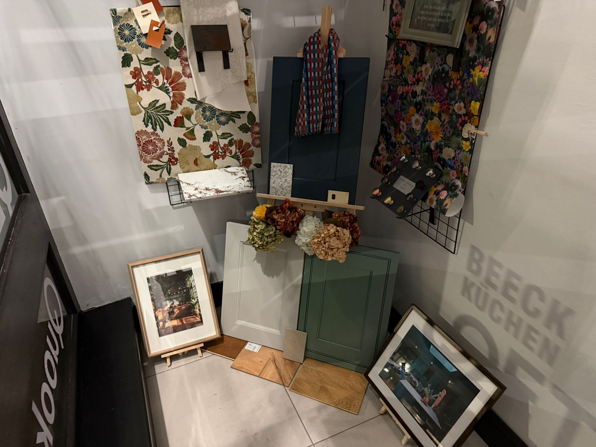 Beau Bijou Design. Hebden Bridge Kitchen Showroom, winter window display