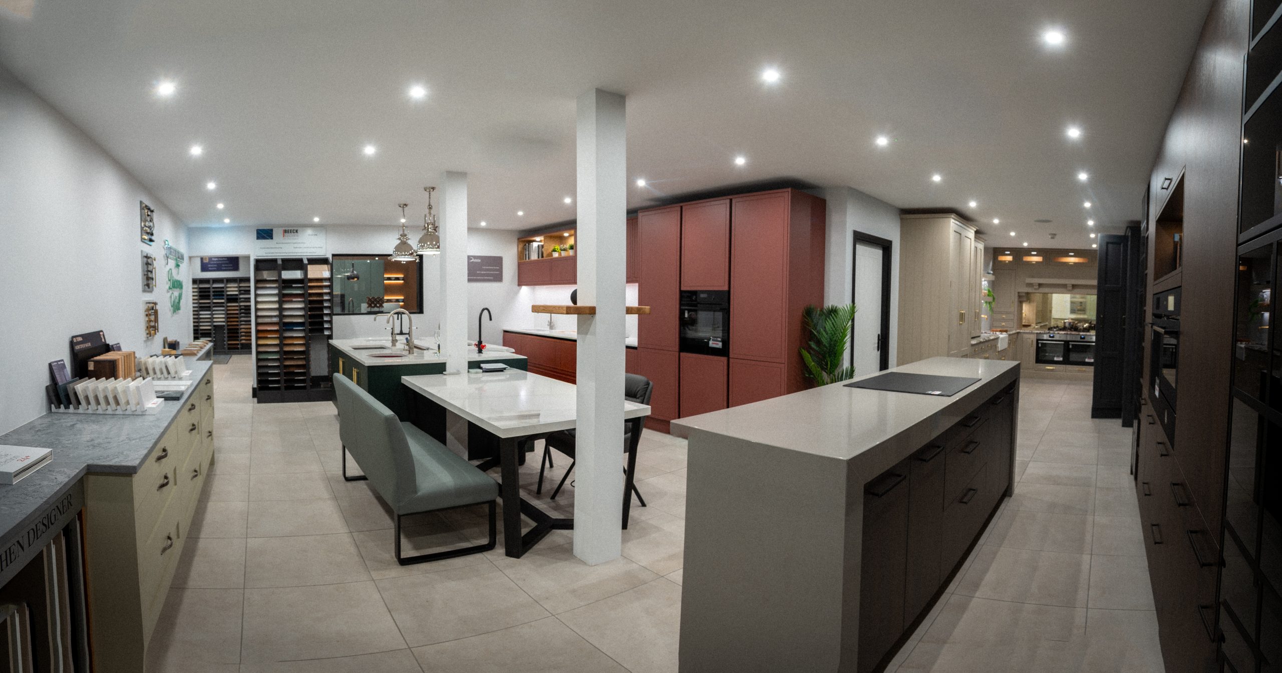 Beau Bijou Design Hebden Bridge showroom. Back of Beeck Kitchens island