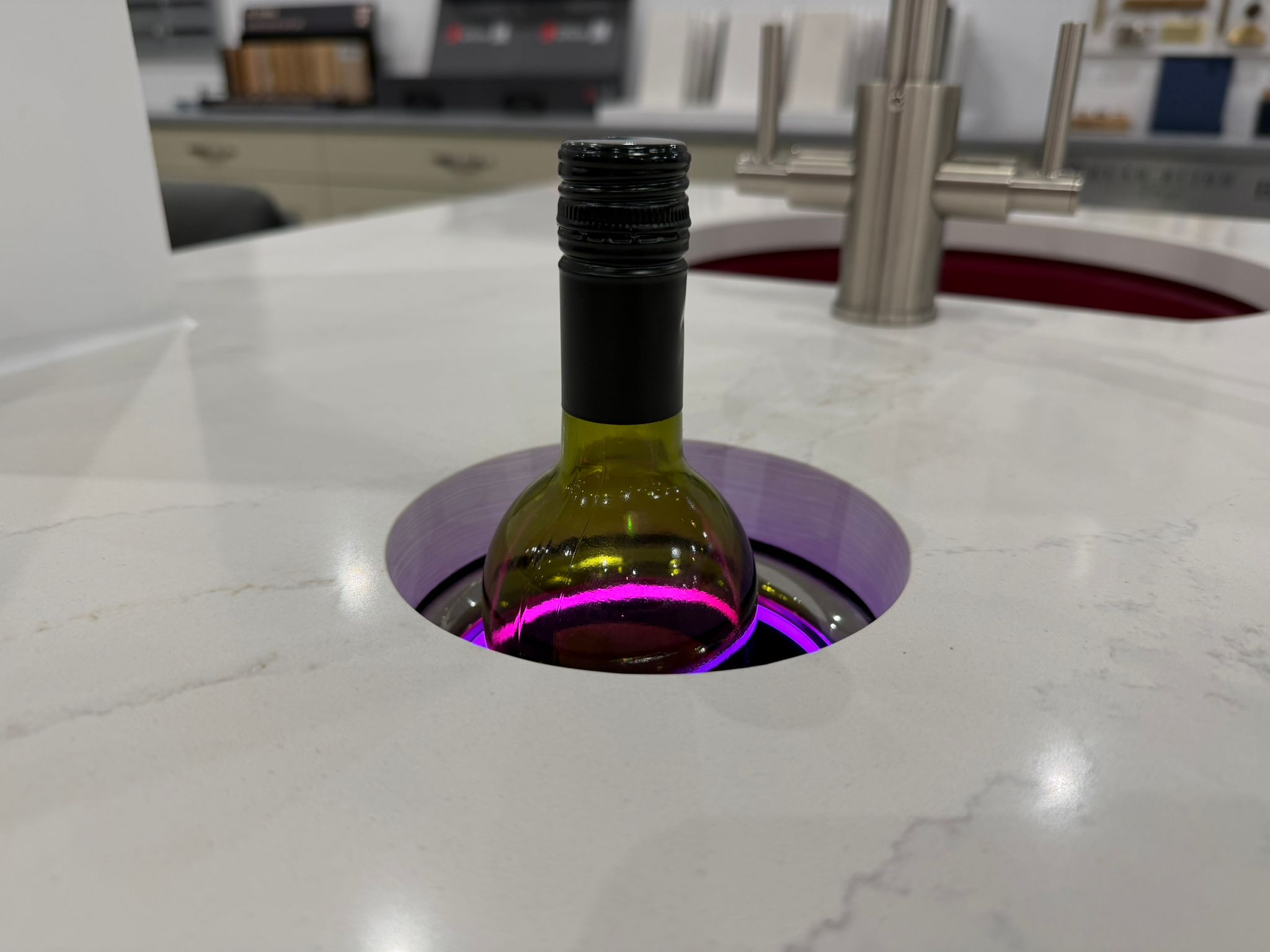 Hebden Bridge German kitchen showroom Kaelo wine cooler in island