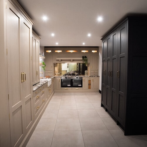 HEBDEN BRIDGE KITCHEN SHOWROOM. INFRAME KITCHEN. DESIGNED BY BEAU BIJOU DESIGN
