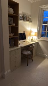 Beau Bijou design. Hallas and Hill completed home office picture.