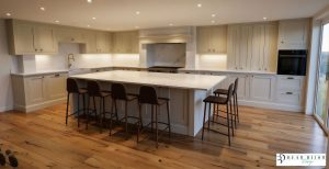 kitchen design ultra realistic render in frame porcelain kitchen with quartz worktops,