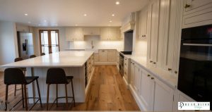 kitchen design ultra realistic render in frame porcelain kitchen with quartz worktops,