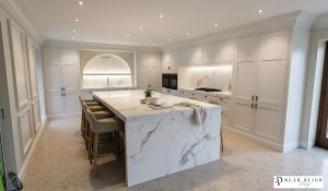 kitchen design ultra realistic render in frame ceramic kitchen with Porcelain Laminam worktops