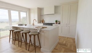 ultra realistic shaker alaaster with porcelain laminam worktops